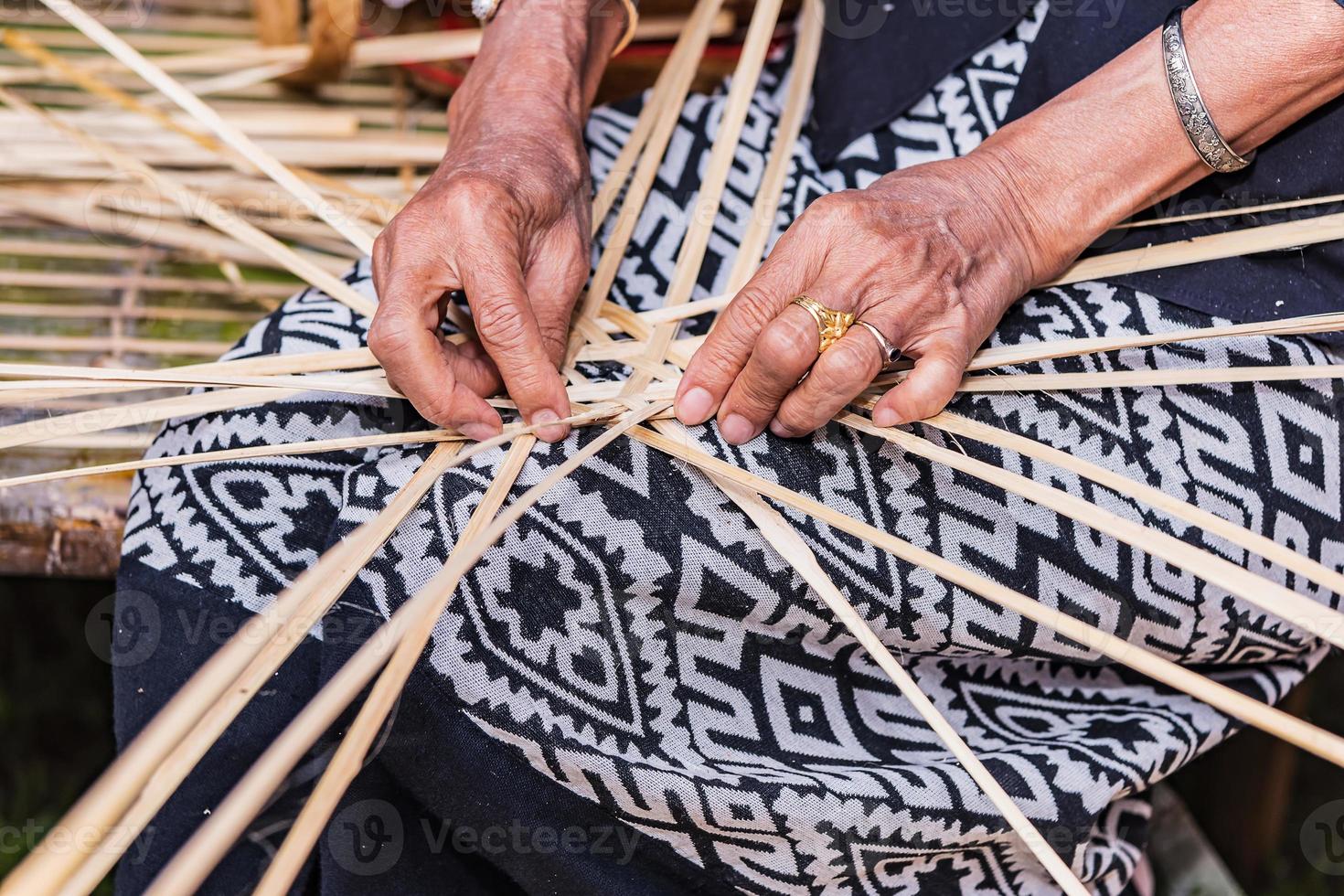 Weaving bamboo basket. photo