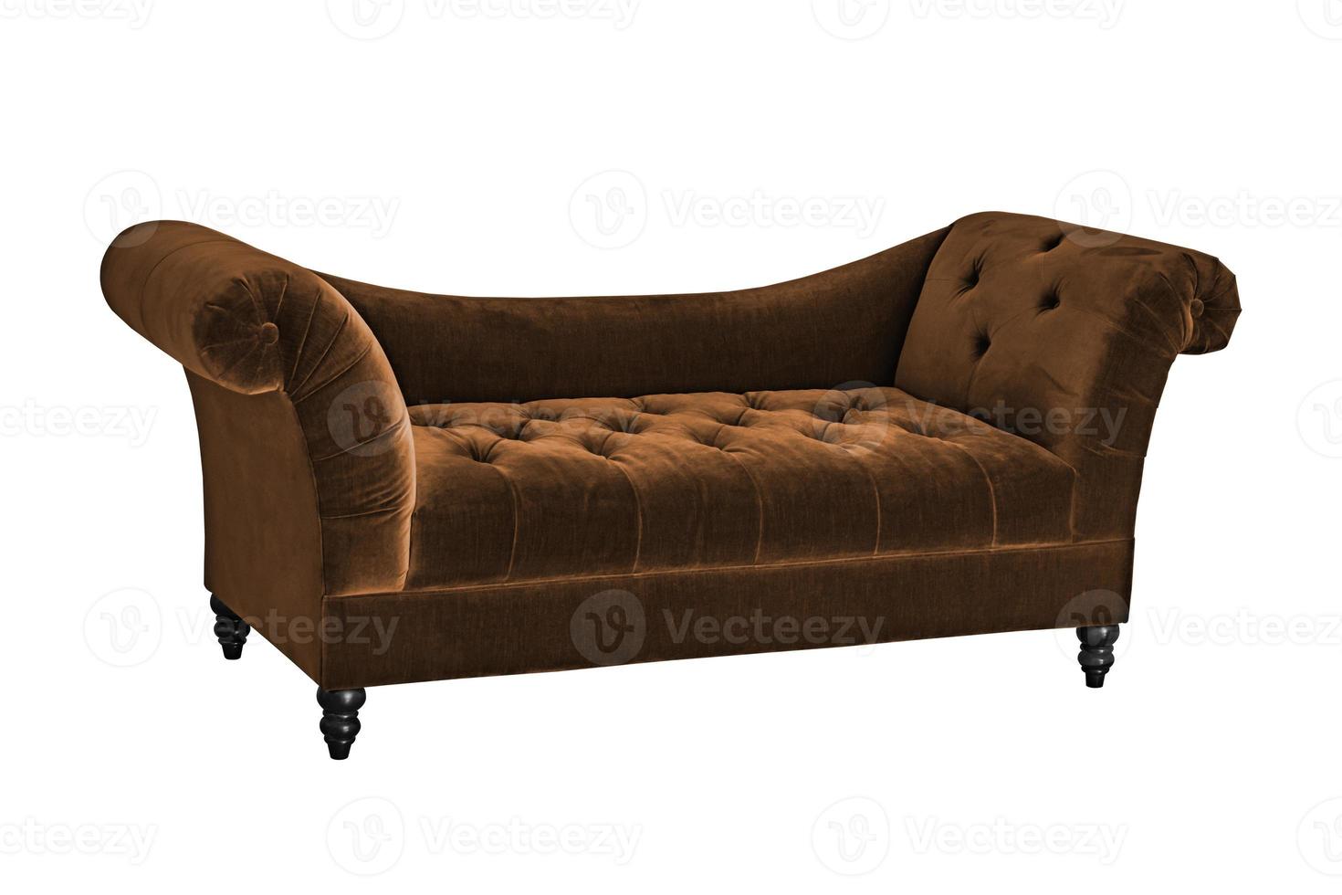 Brown sofa upholstery cover of velvet. photo