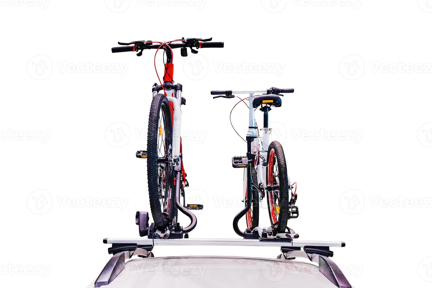 Bicycle on the roof of the car. photo