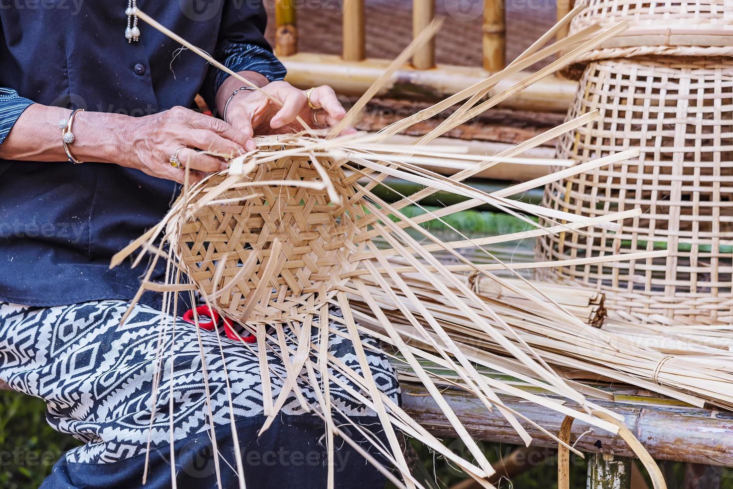 Weaving bamboo basket. 9756607 Stock Photo at Vecteezy