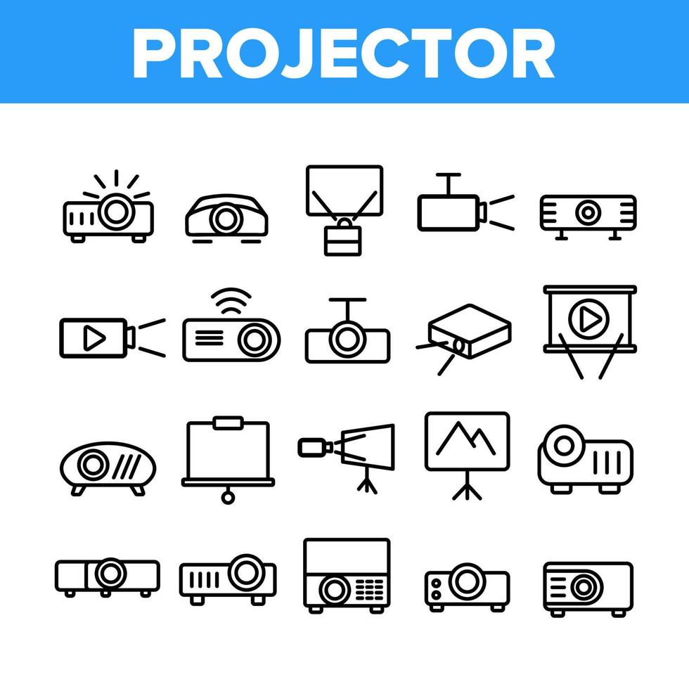 conjunto de iconos de colección de equipos de proyector vector