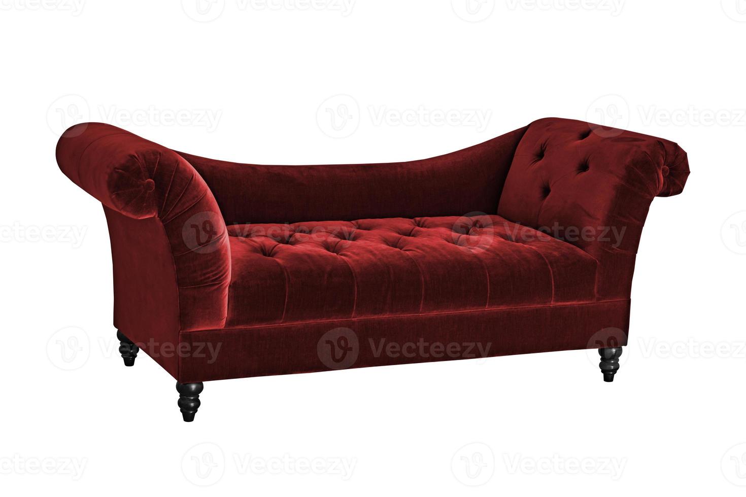 Red sofa upholstery cover of velvet. photo