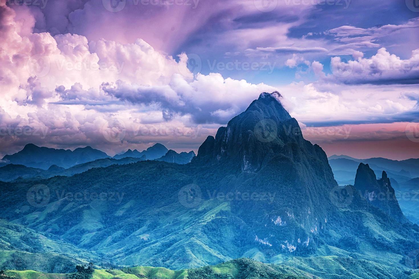Scenery with mountain peaks. photo