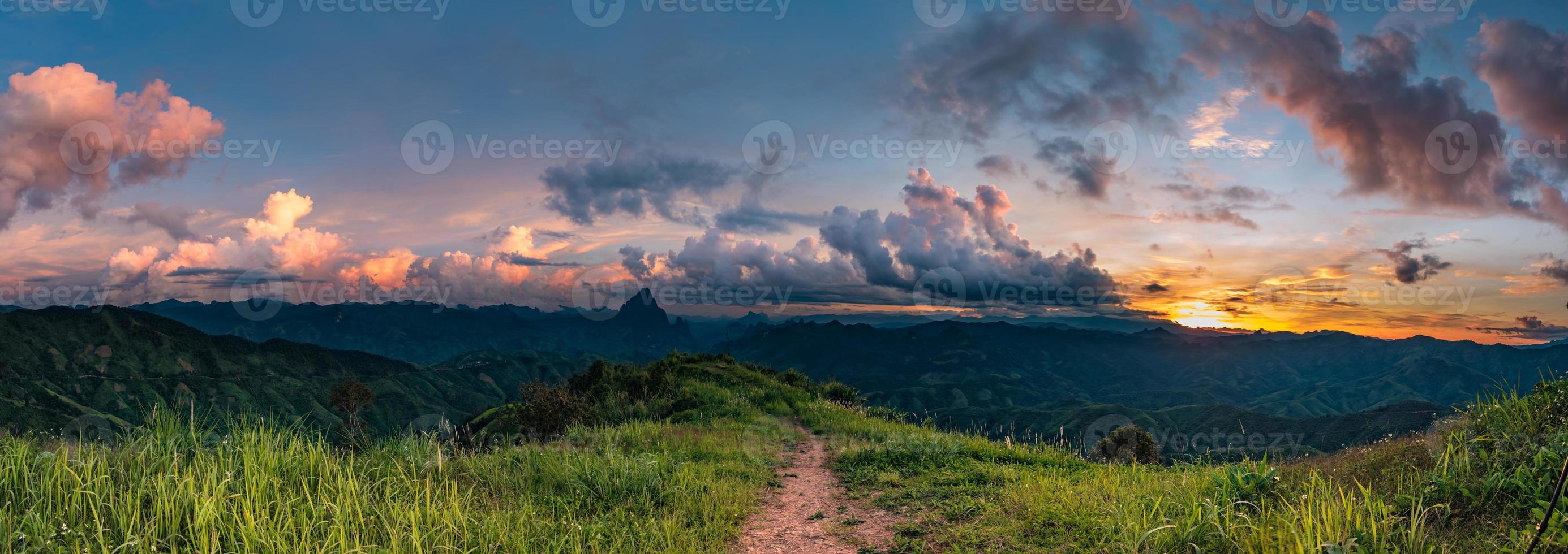 Sunset over mountain. photo