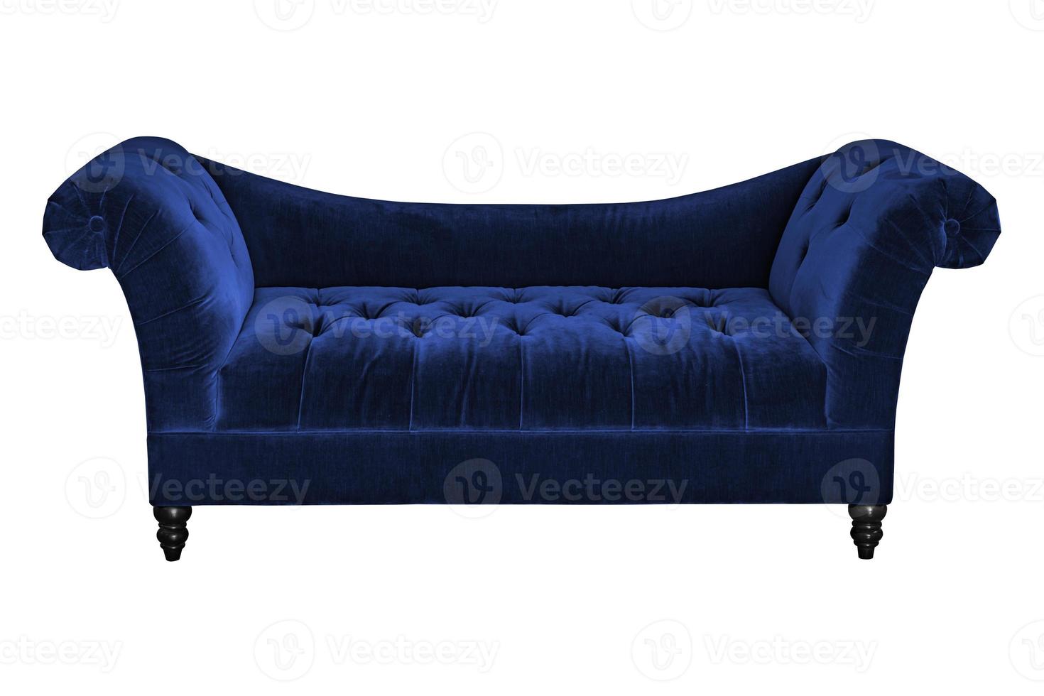 Tapicería de sofá azul cubierta de terciopelo. foto