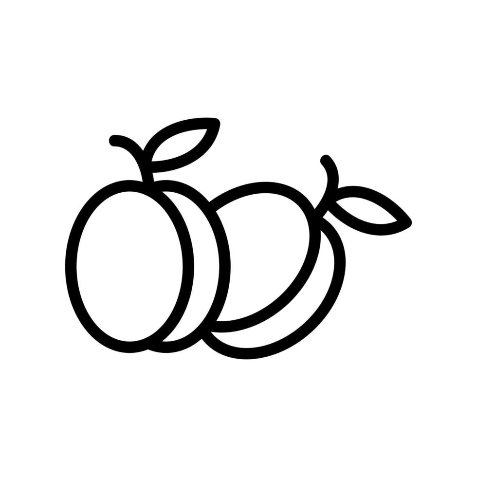 ilustración de contorno de vector de icono de fruta de ciruela