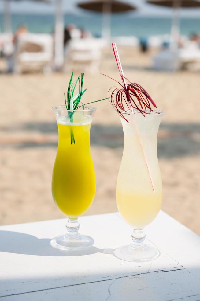 Colourful drinks at the beach photo