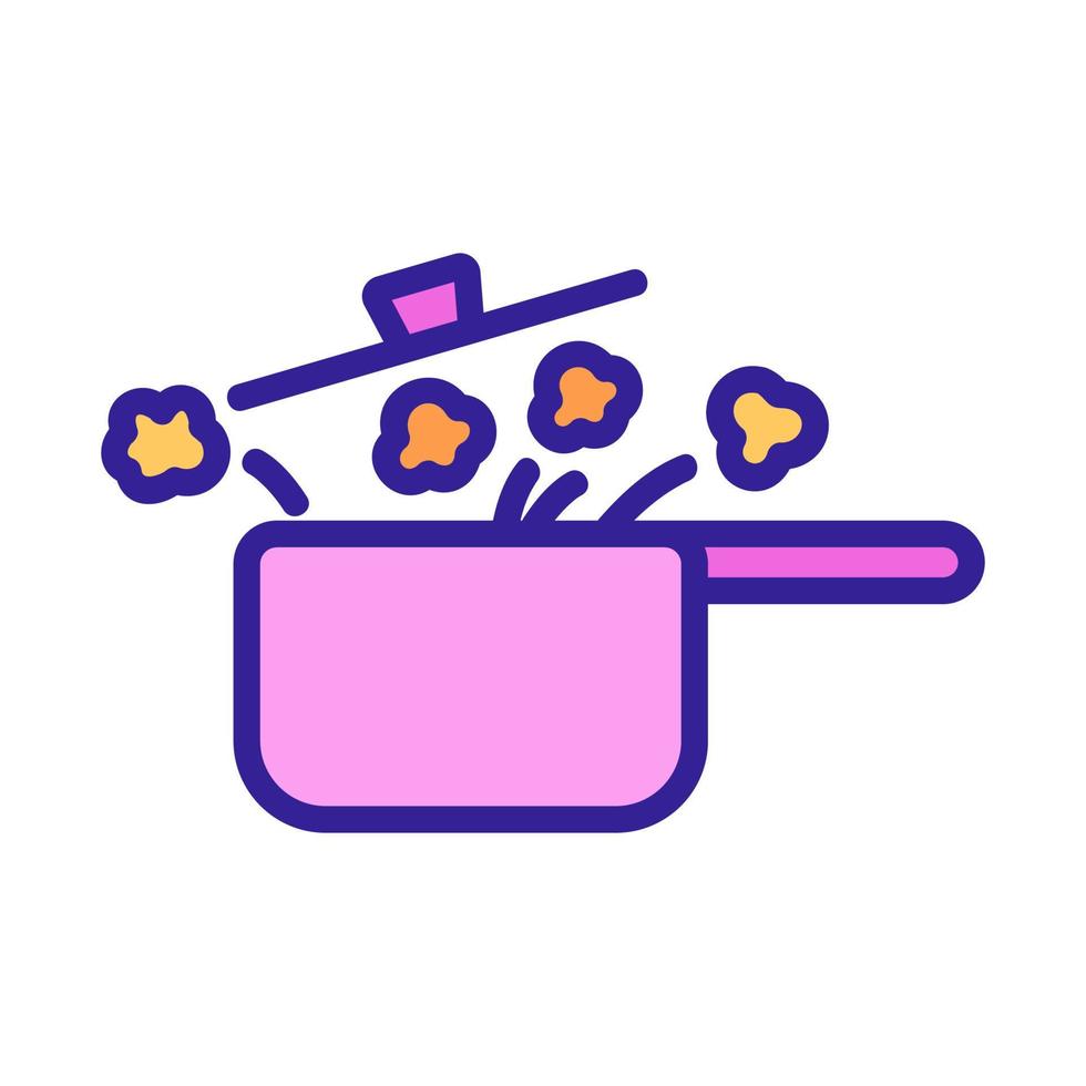 cooking popcorn in pan icon vector outline illustration