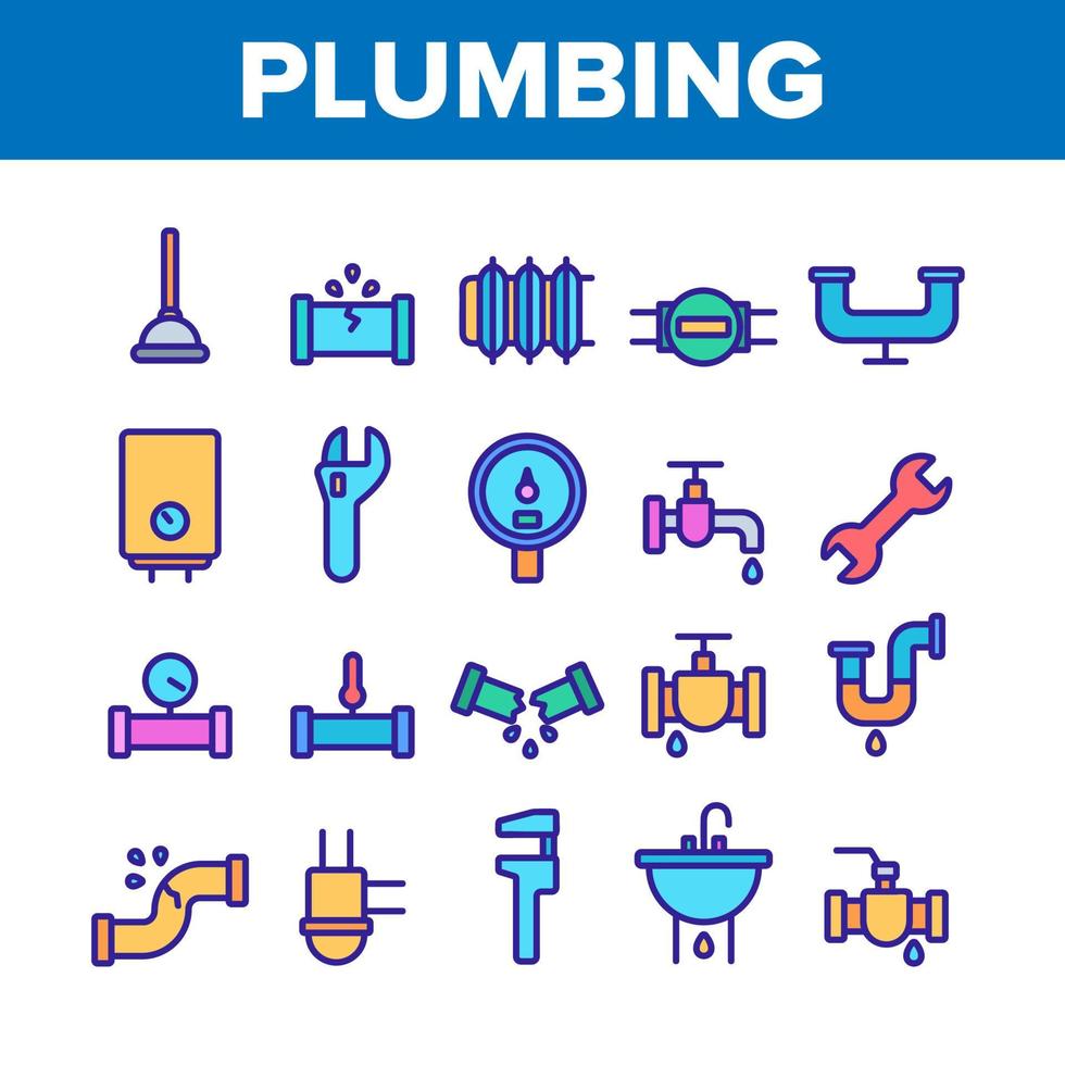 Collection Plumbing Fixtures Vector Icons Set 9757427 Vector Art at
