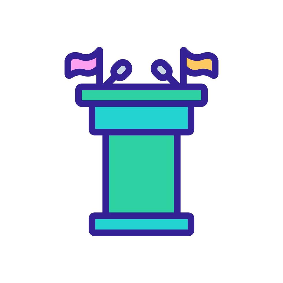 stand with microphones and flags icon vector outline illustration