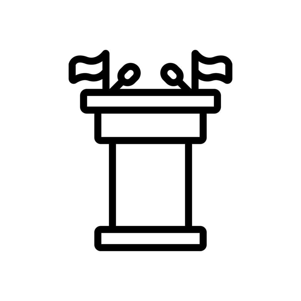 stand with microphones and flags icon vector outline illustration