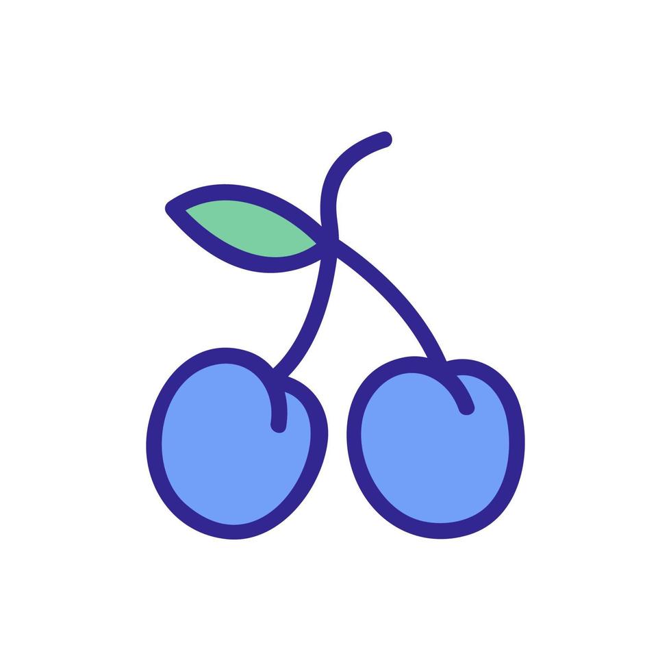 plum on branch icon vector outline illustration