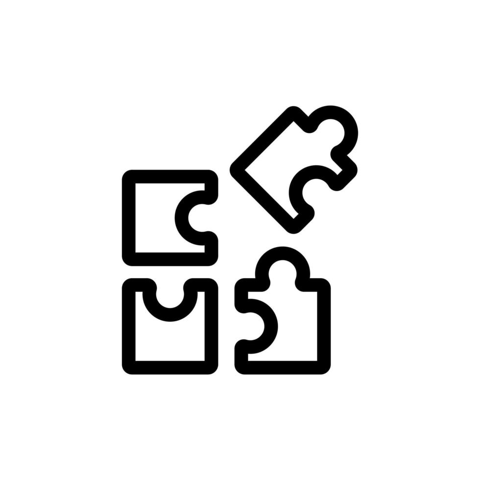 Collect the puzzle icon vector. Isolated contour symbol illustration vector