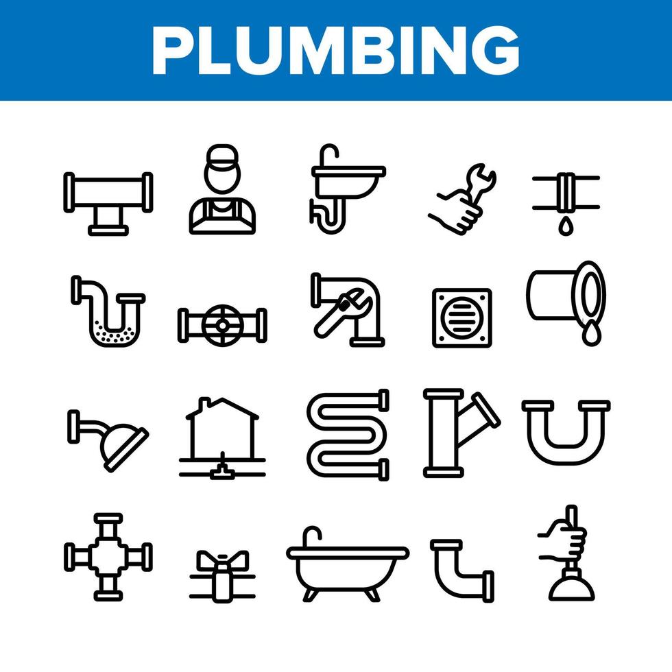 Plumbing Collection Elements Vector Icons Set