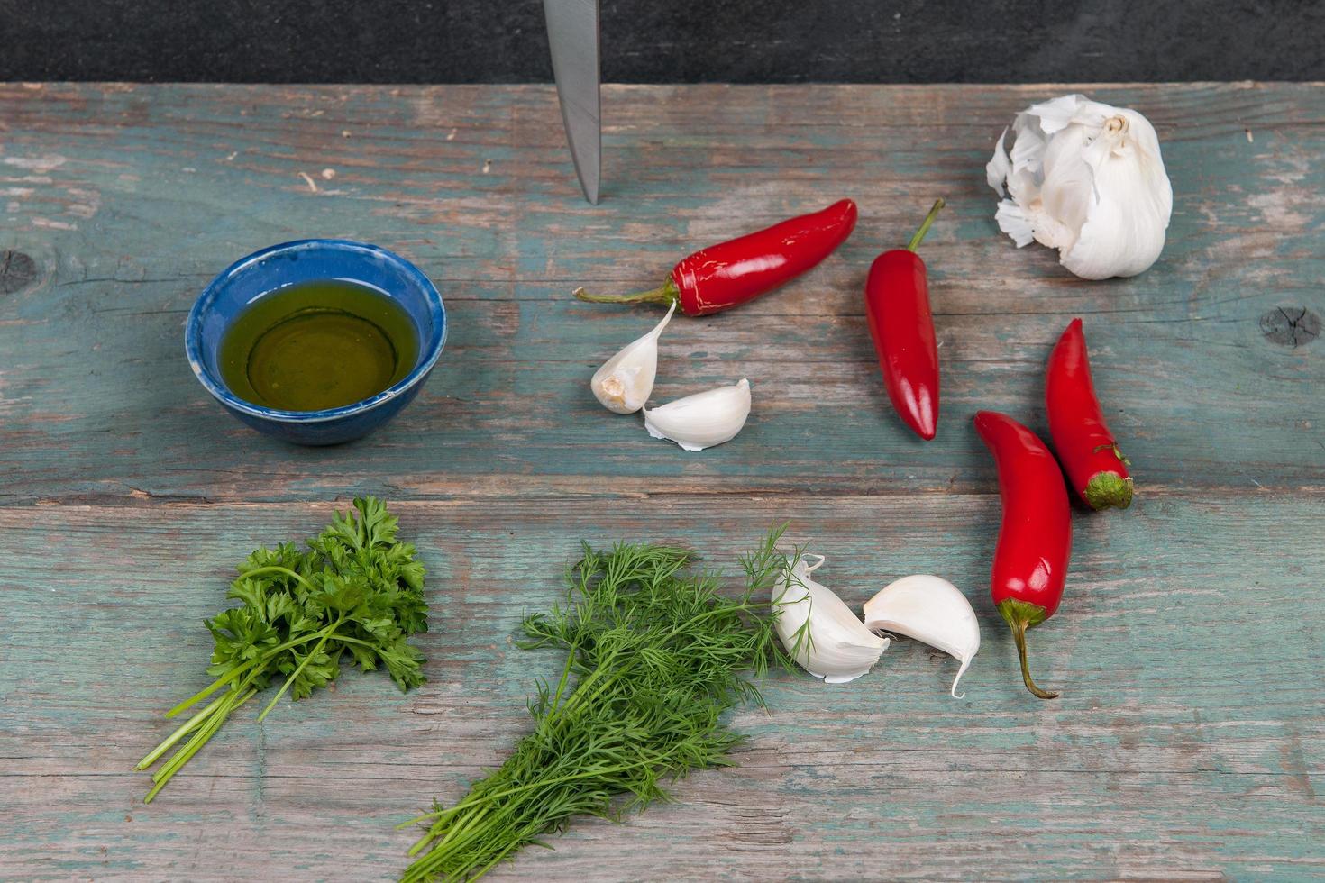 Peppers and garlic photo