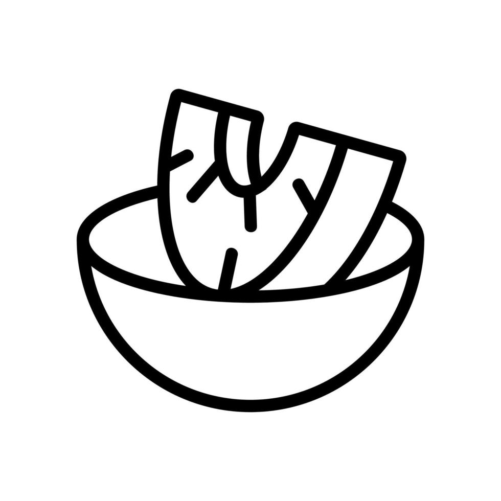 chopped pineapple in bowl icon vector outline illustration