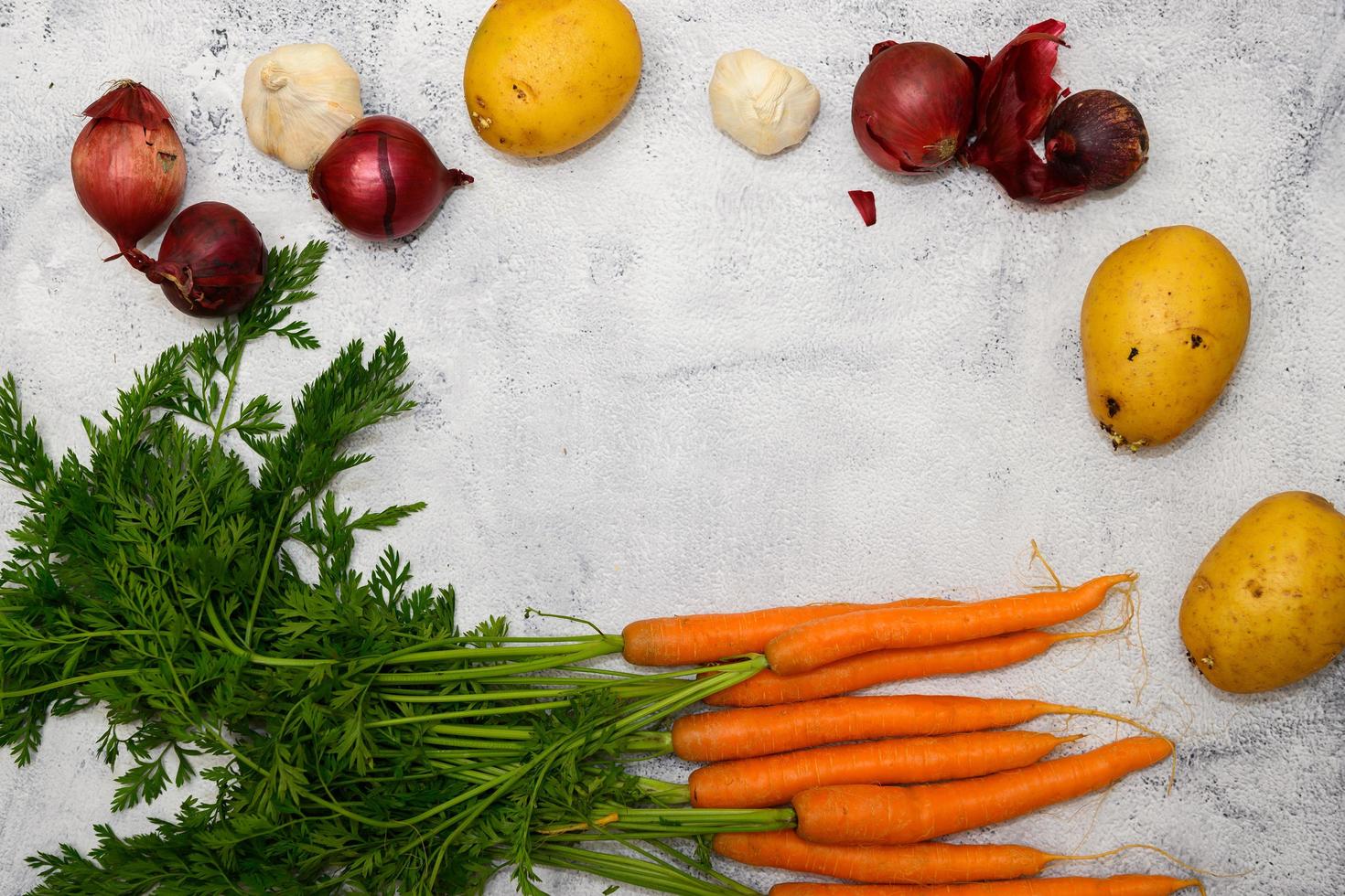 Vegetables on a rustic table photo