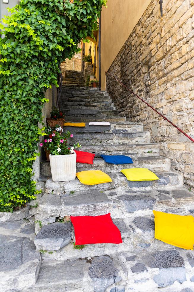 Pillows on stairs at lake Como photo