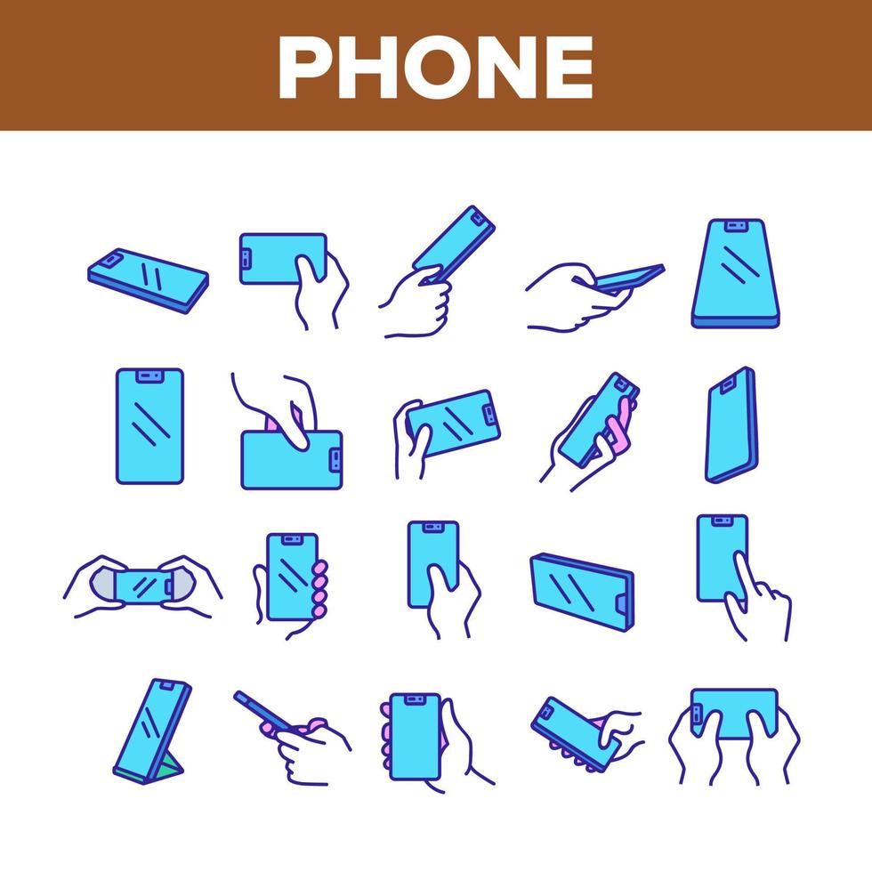 Smart Phone Technology Collection Icons Set Vector