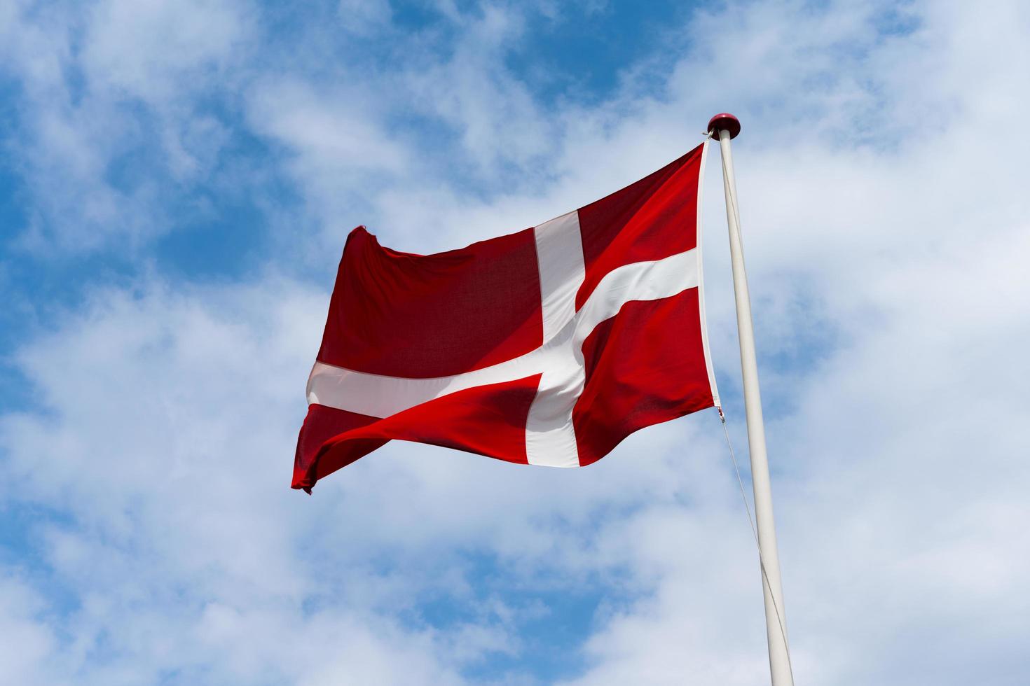 Danish flag waving in the wind photo