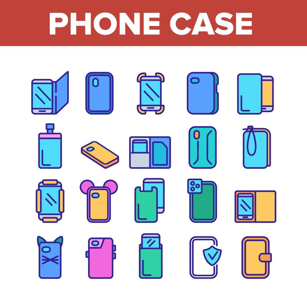Phone Case Accessory Collection Icons Set Vector