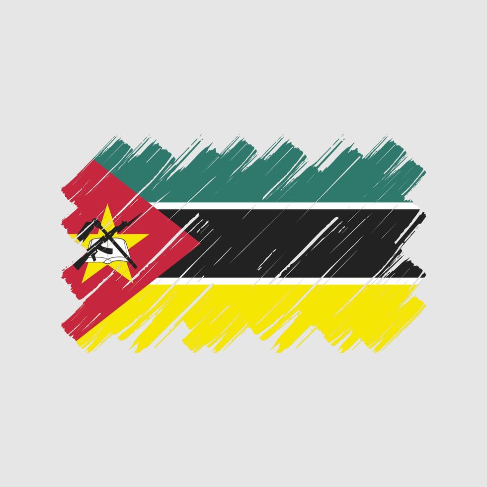 trazos de pincel de bandera de mozambique. bandera nacional vector