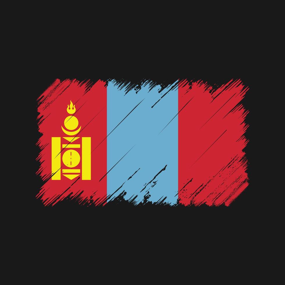 trazos de pincel de bandera de mongolia. bandera nacional vector