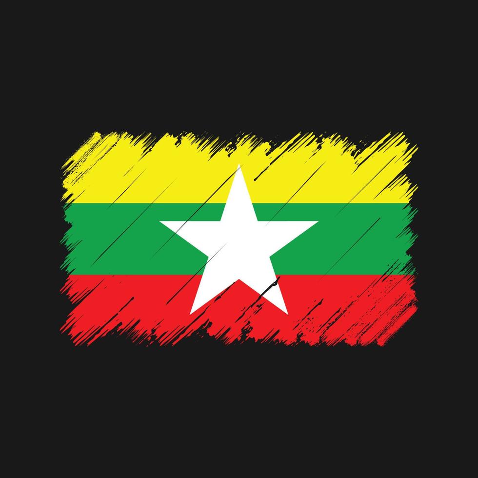 Myanmar Flag Brush Strokes. National Flag vector