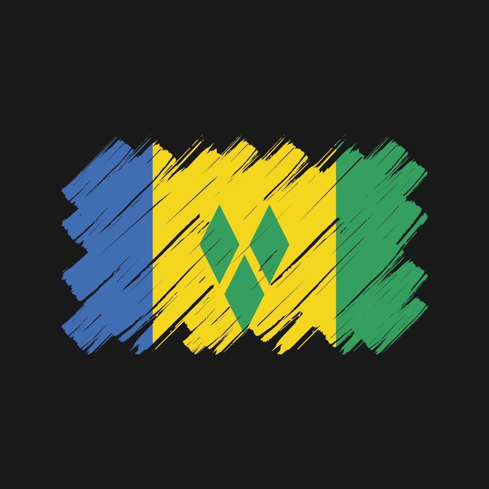 Saint Vincent and the Grenadines Flag Brush Strokes. National Flag vector