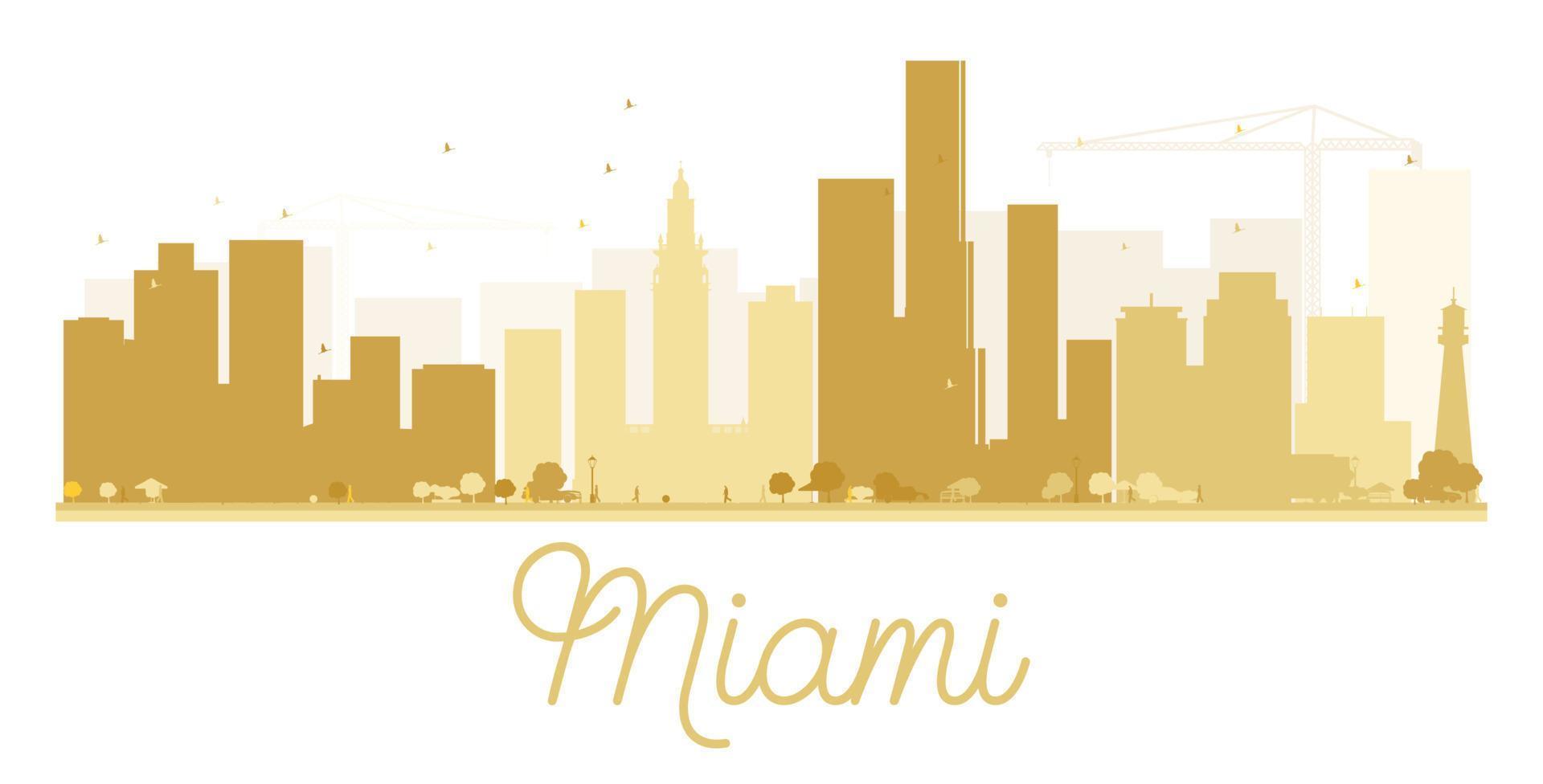 Miami City skyline golden silhouette. vector