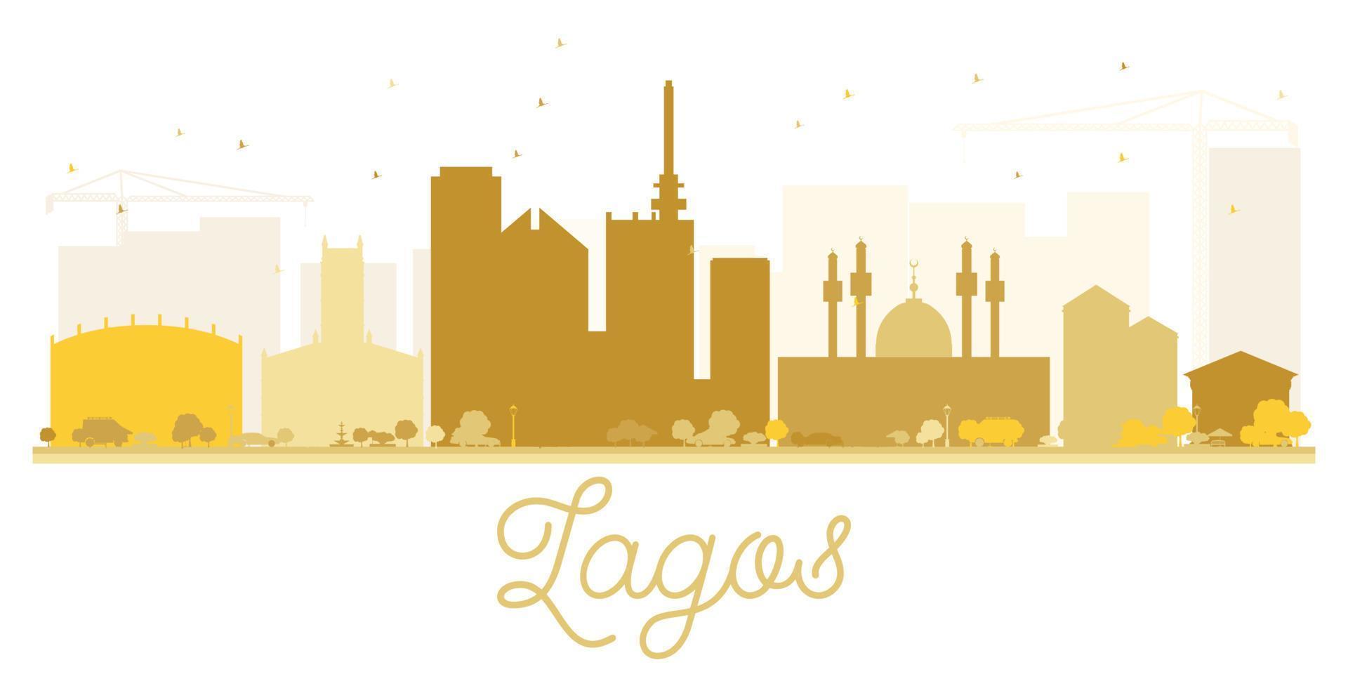 Lagos City skyline golden silhouette. vector