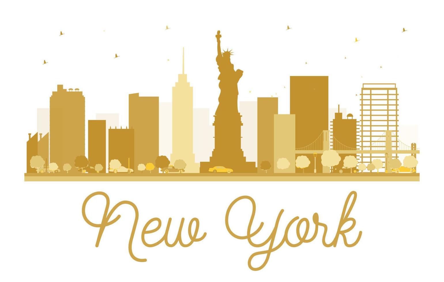 New York City skyline golden silhouette. vector