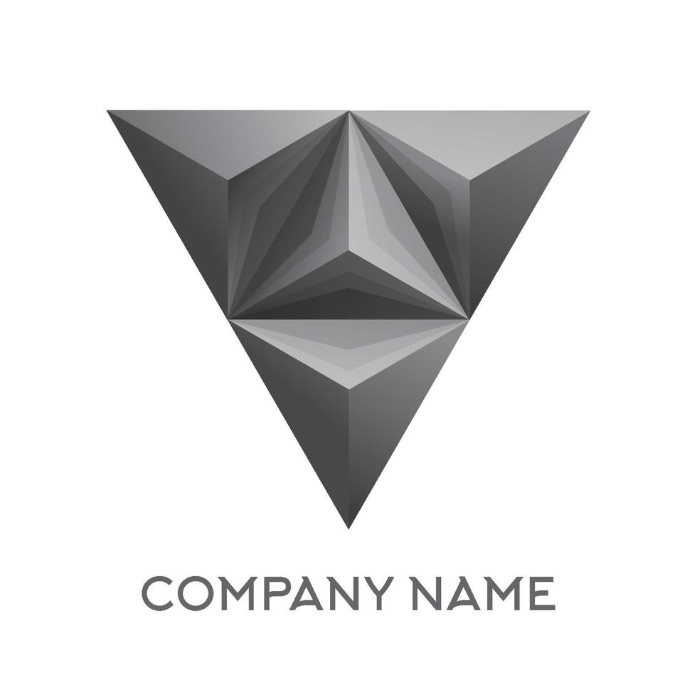 Abstract company logo with 3d triangle figure. vector