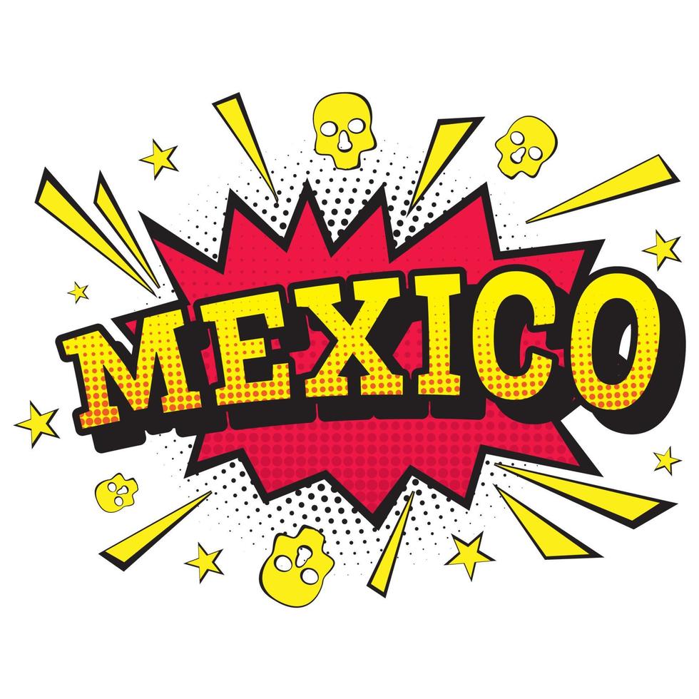México. texto cómico en estilo pop art. vector