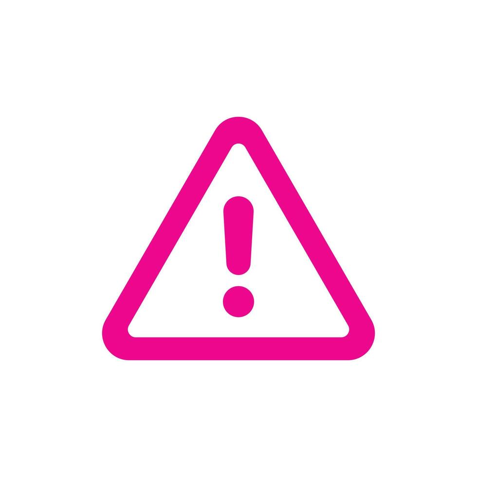 eps10 aviso de peligro vectorial rosa o icono de riesgo aislado en fondo blanco. símbolo de alerta de peligro en un estilo moderno y sencillo para el diseño de su sitio web, logotipo, pictograma y aplicación móvil vector