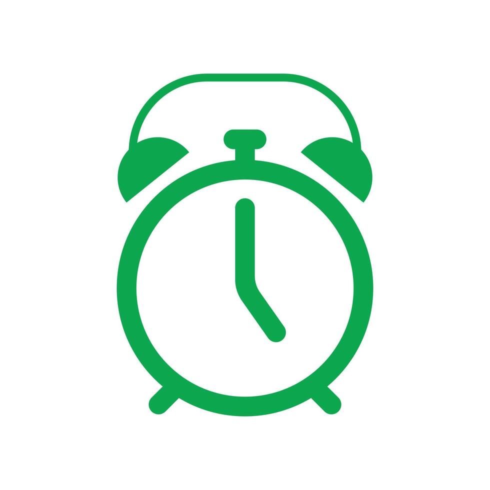 eps10 green vector get up alarm icon isolated on white background. wake up alarm clock symbol in a simple flat trendy modern style for your website design, logo, pictogram, and mobile application