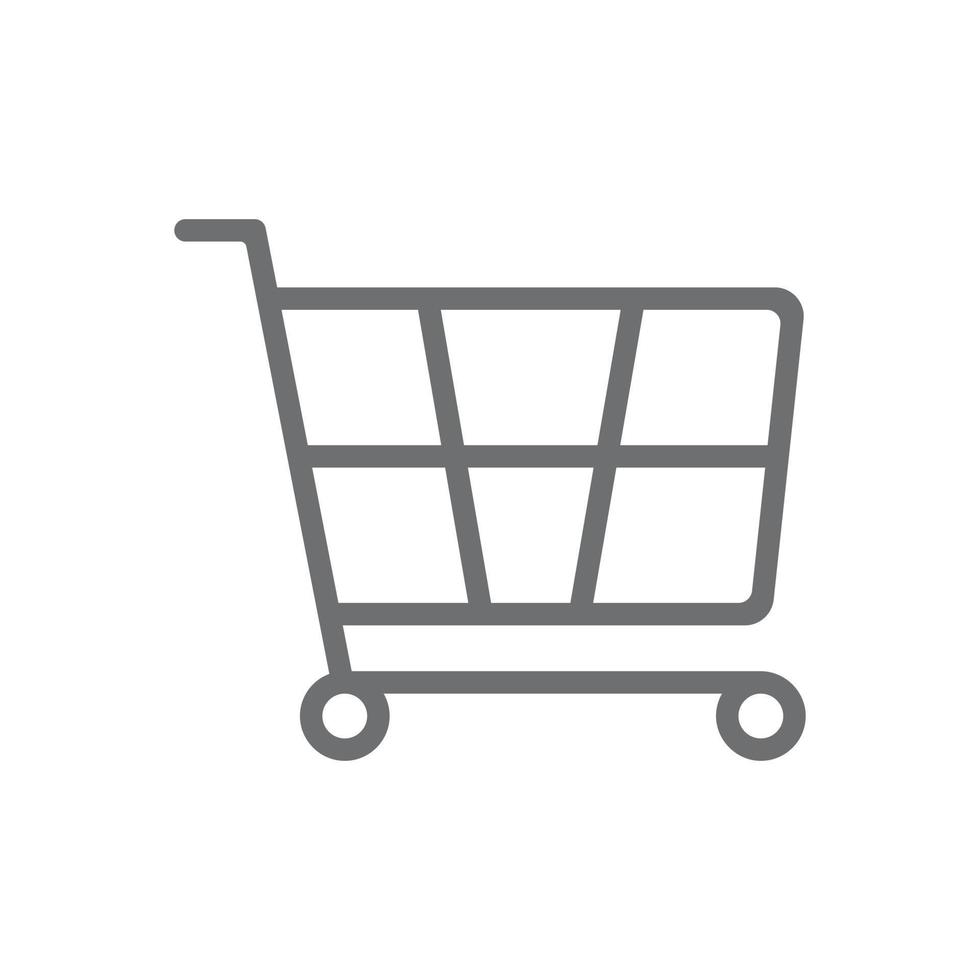 eps10 grey vector shopping cart line icon isolated on white background. trolley outline symbol in a simple flat trendy modern style for your website design, logo, pictogram, and mobile application