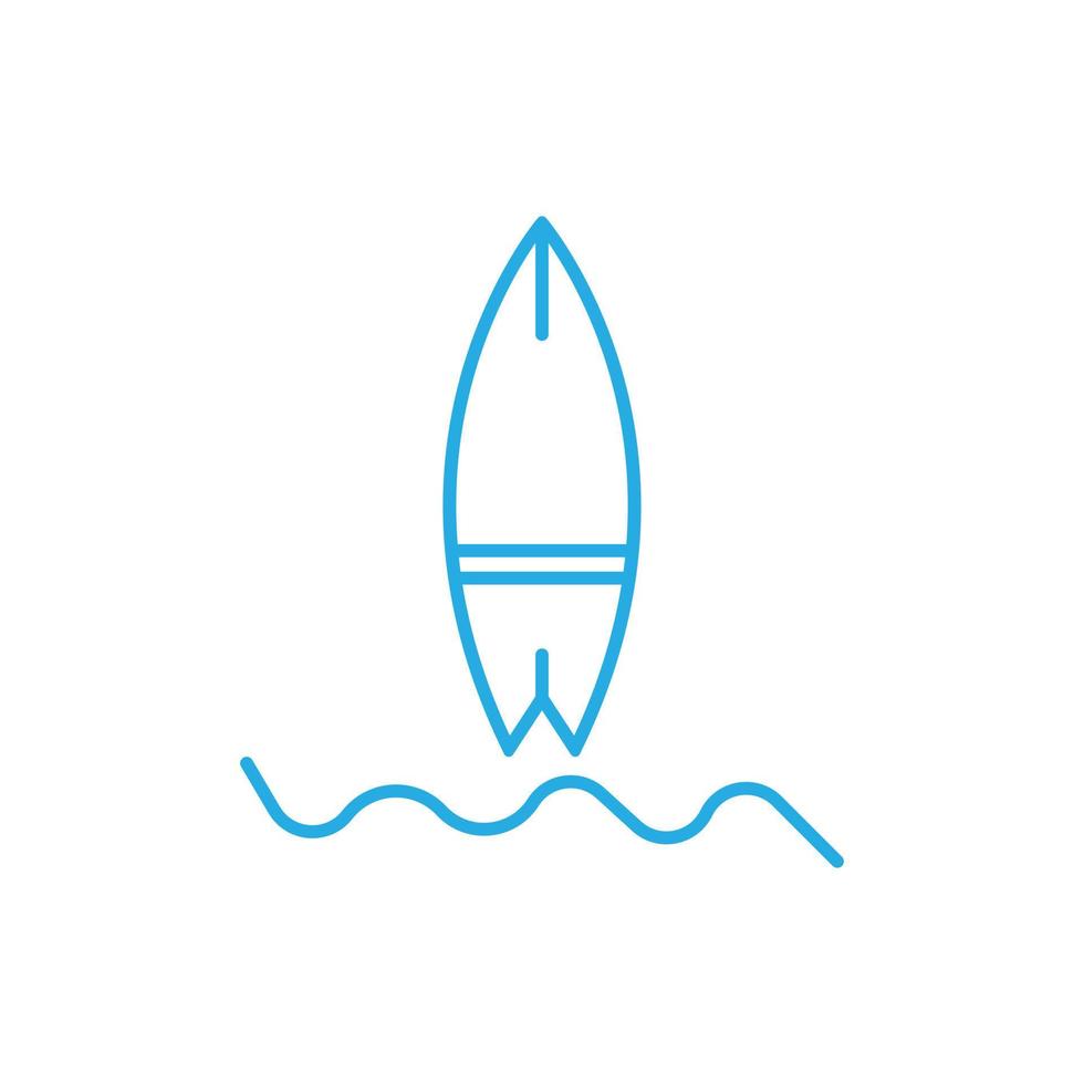 eps10 vector azul icono de tabla de surf aislado sobre fondo blanco. tabla de surf con símbolo de ola marina en un estilo moderno y sencillo para el diseño de su sitio web, logotipo, pictograma y aplicación móvil