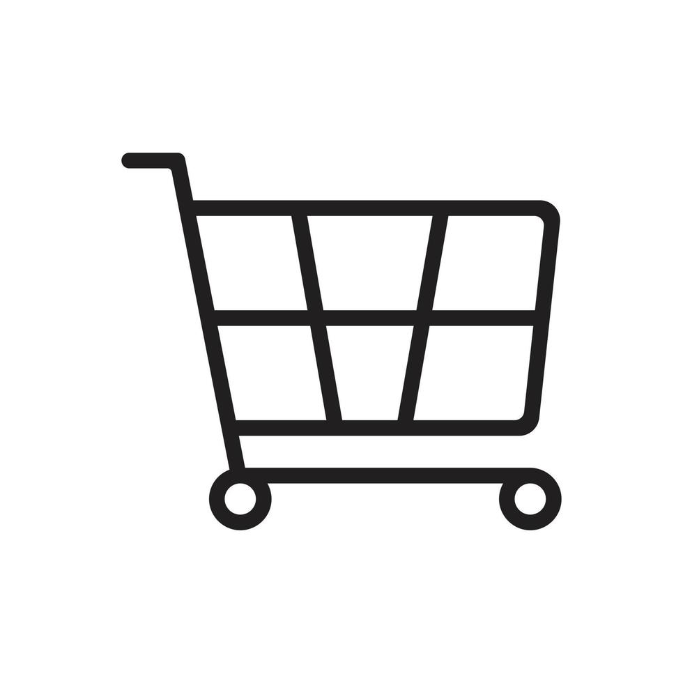 eps10 black vector shopping cart line icon isolated on white background. trolley outline symbol in a simple flat trendy modern style for your website design, logo, pictogram, and mobile application