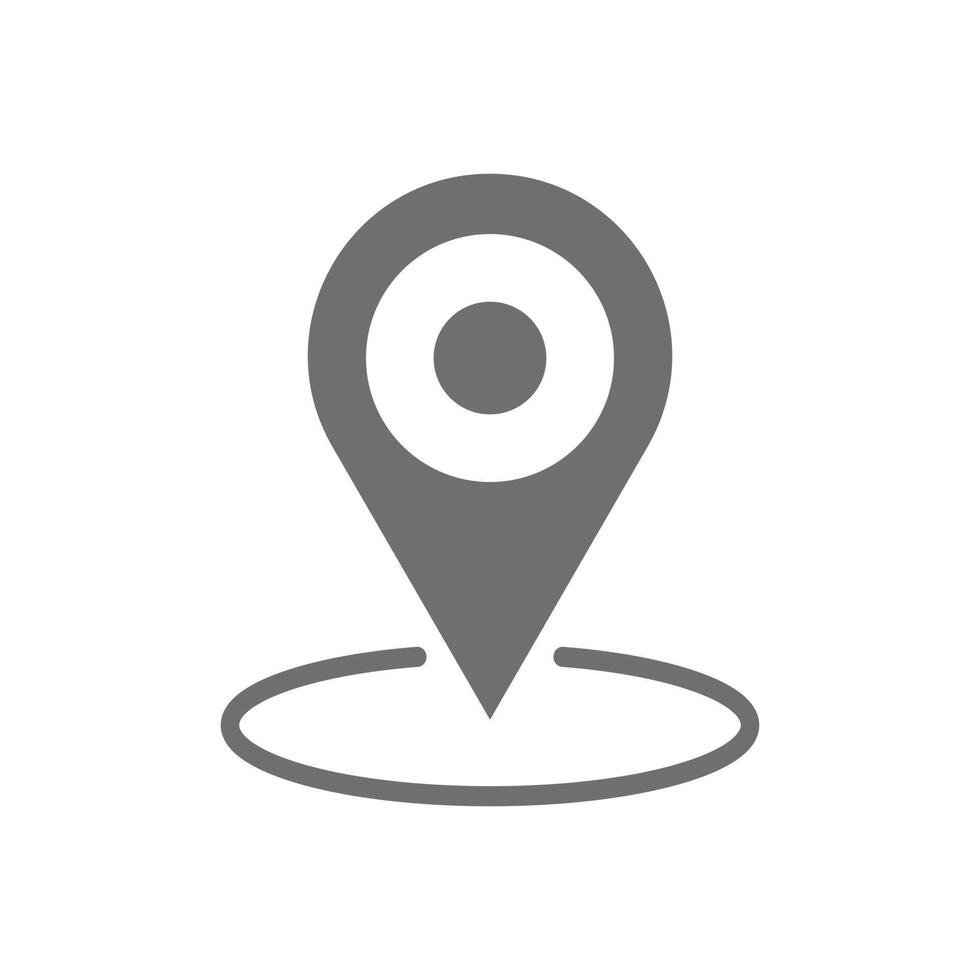 eps10 icono de mapa de ubicación de vector gris aislado sobre fondo