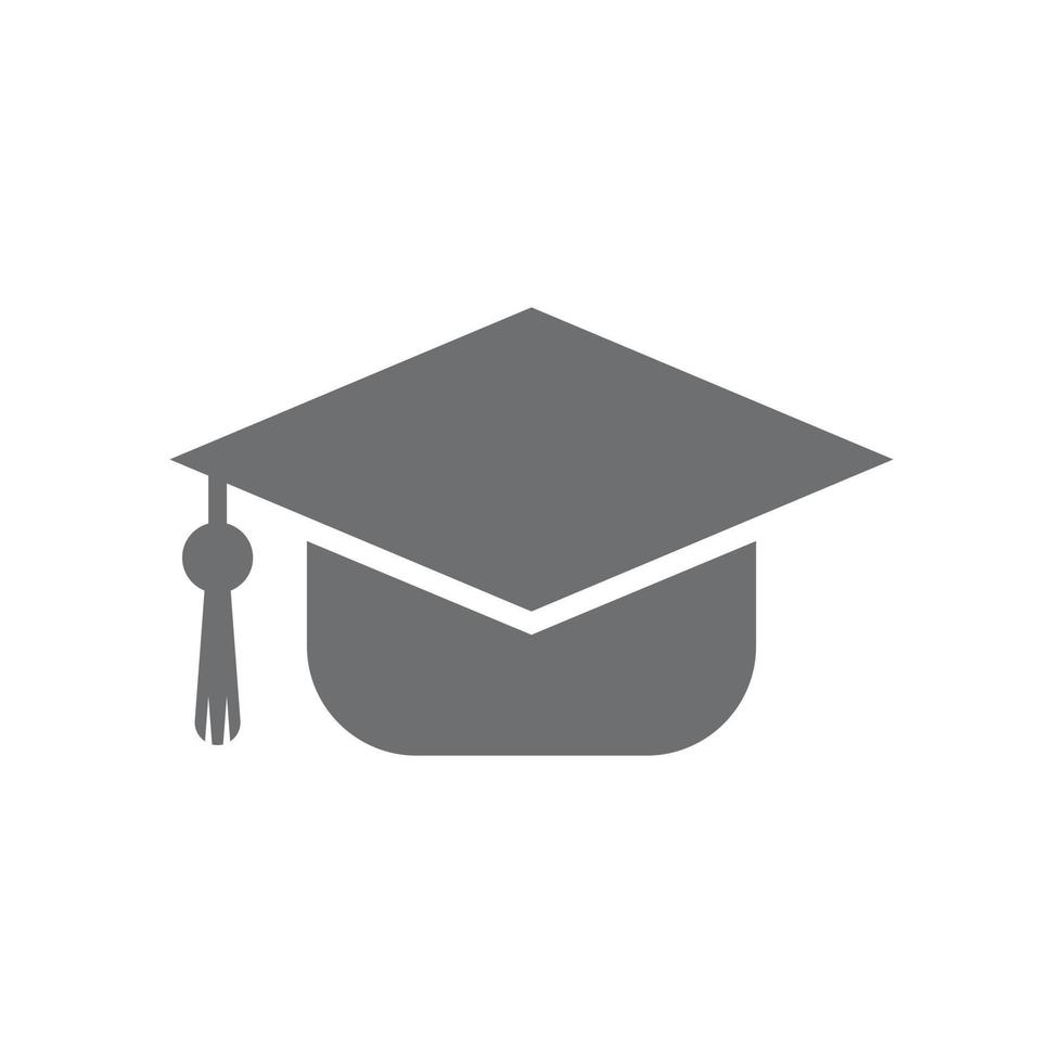 eps10 vector gris sombrero de graduación icono sólido aislado sobre fondo blanco. símbolo lleno de gorra de graduación en un estilo moderno y sencillo para el diseño de su sitio web, logotipo y aplicación móvil