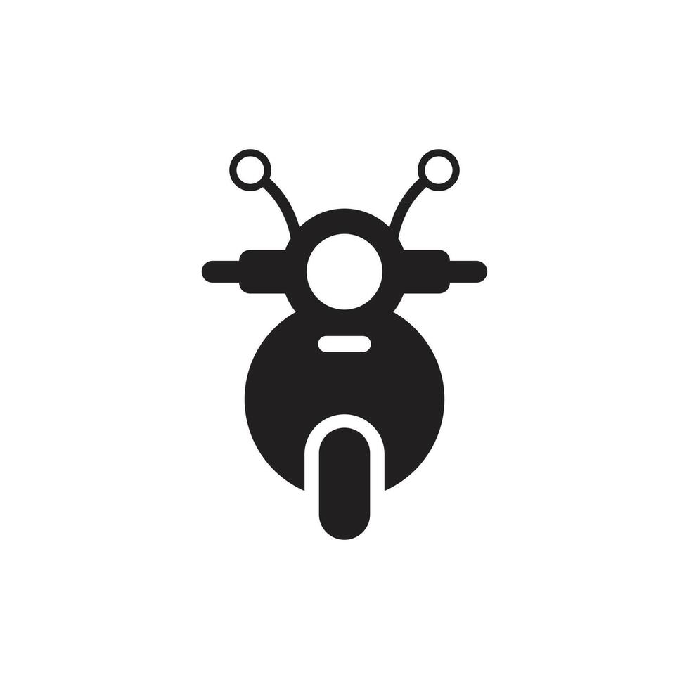 eps10 icono de vista frontal de motocicleta vector negro aislado sobre fondo blanco. símbolo de scooter en un estilo moderno y sencillo para el diseño de su sitio web, logotipo, pictograma y aplicación móvil