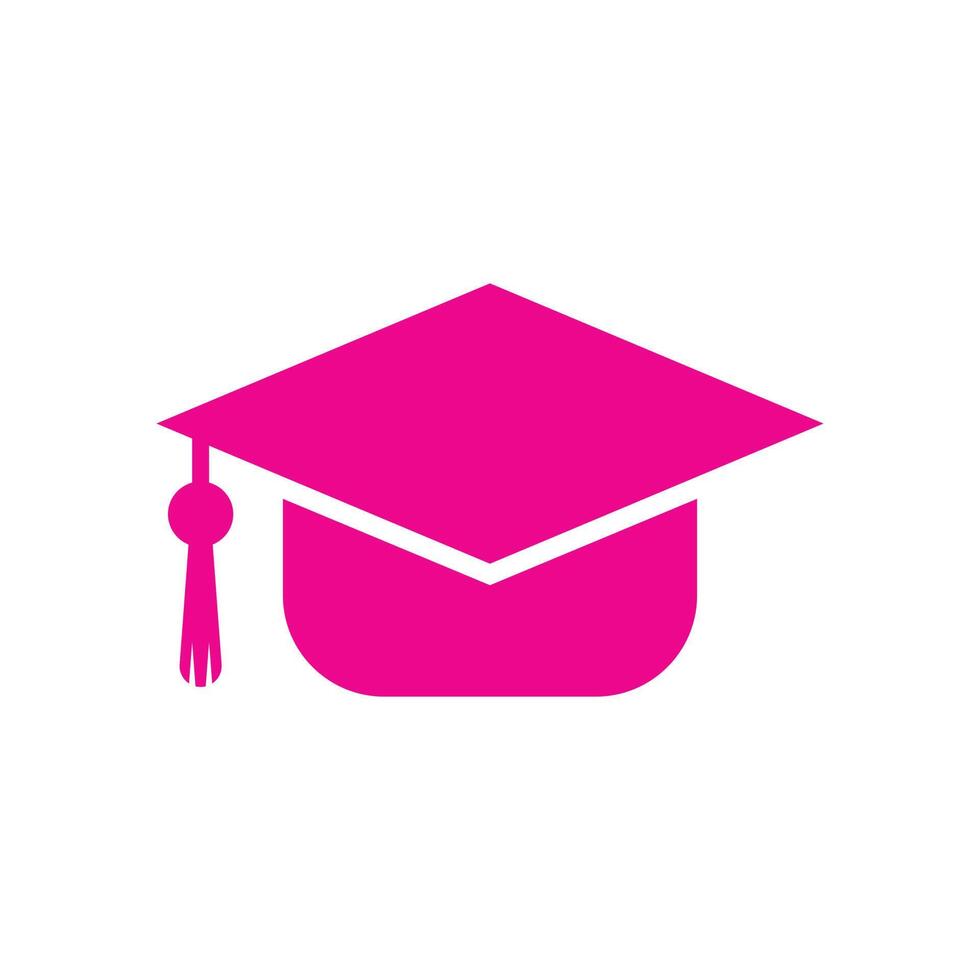 eps10 vector rosa sombrero de graduación icono sólido aislado sobre fondo blanco. símbolo lleno de gorra de graduación en un estilo moderno y sencillo para el diseño de su sitio web, logotipo y aplicación móvil