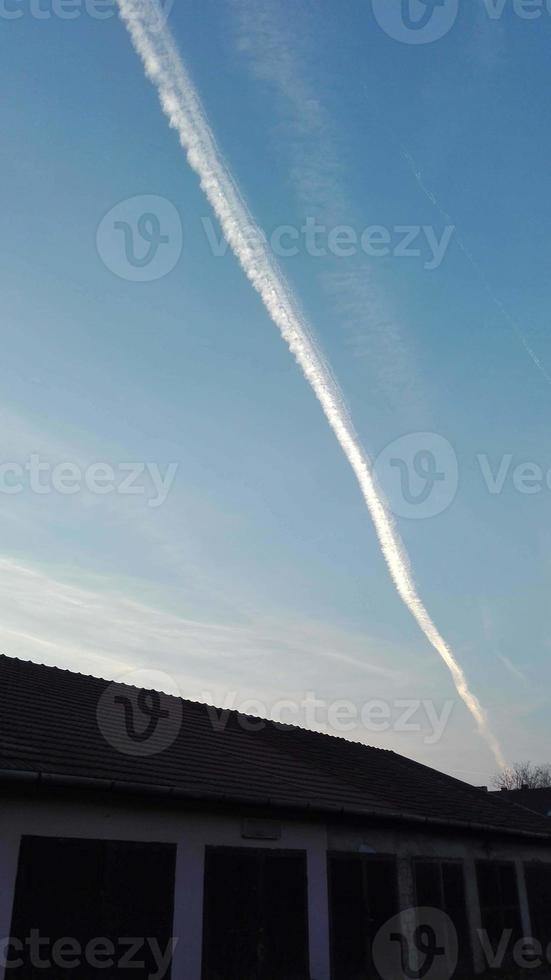 Condensate strip streave scan in front of garage rows in Szeged photo