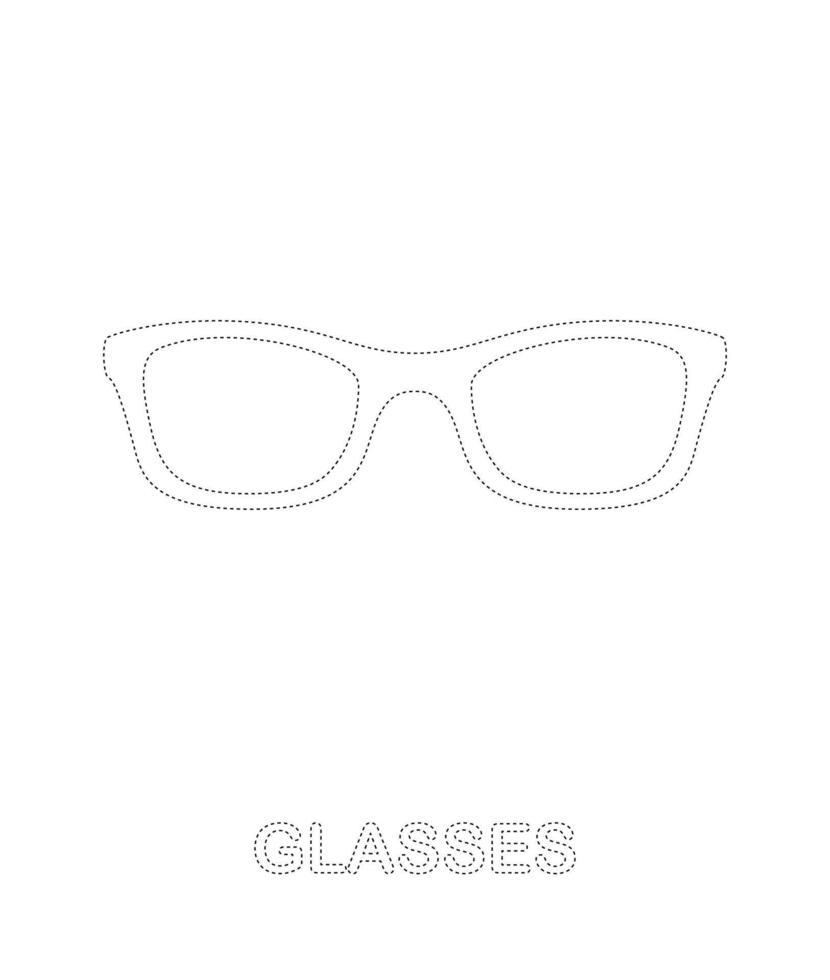 Glasses tracing worksheet for kids vector