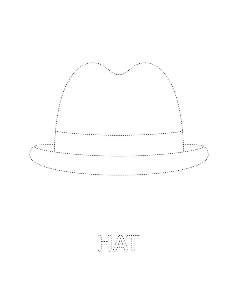 Hat tracing worksheet for kids vector