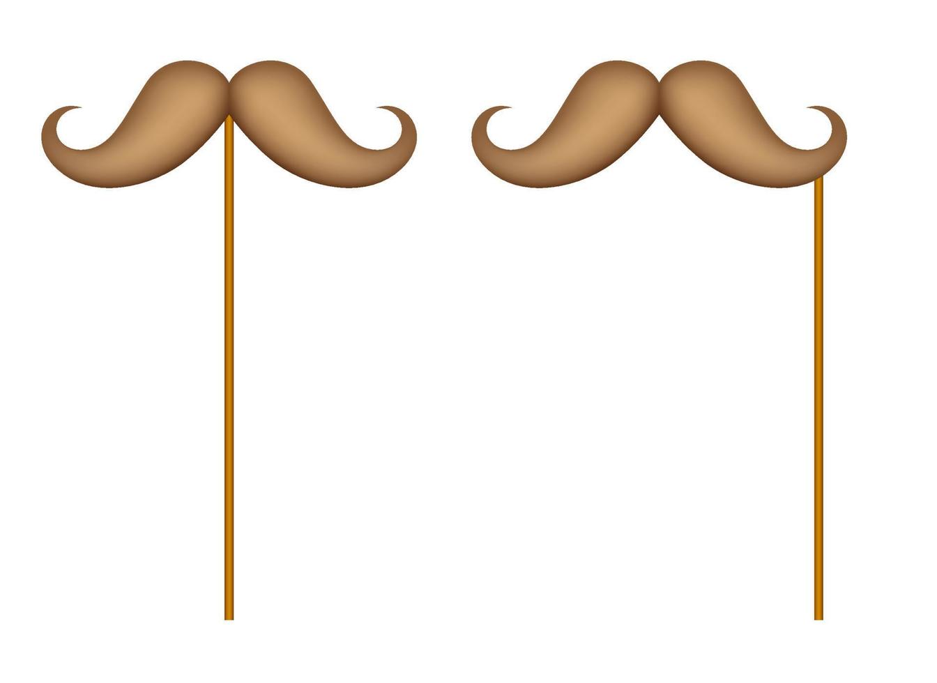 Mustache with wooden stick on white background vector