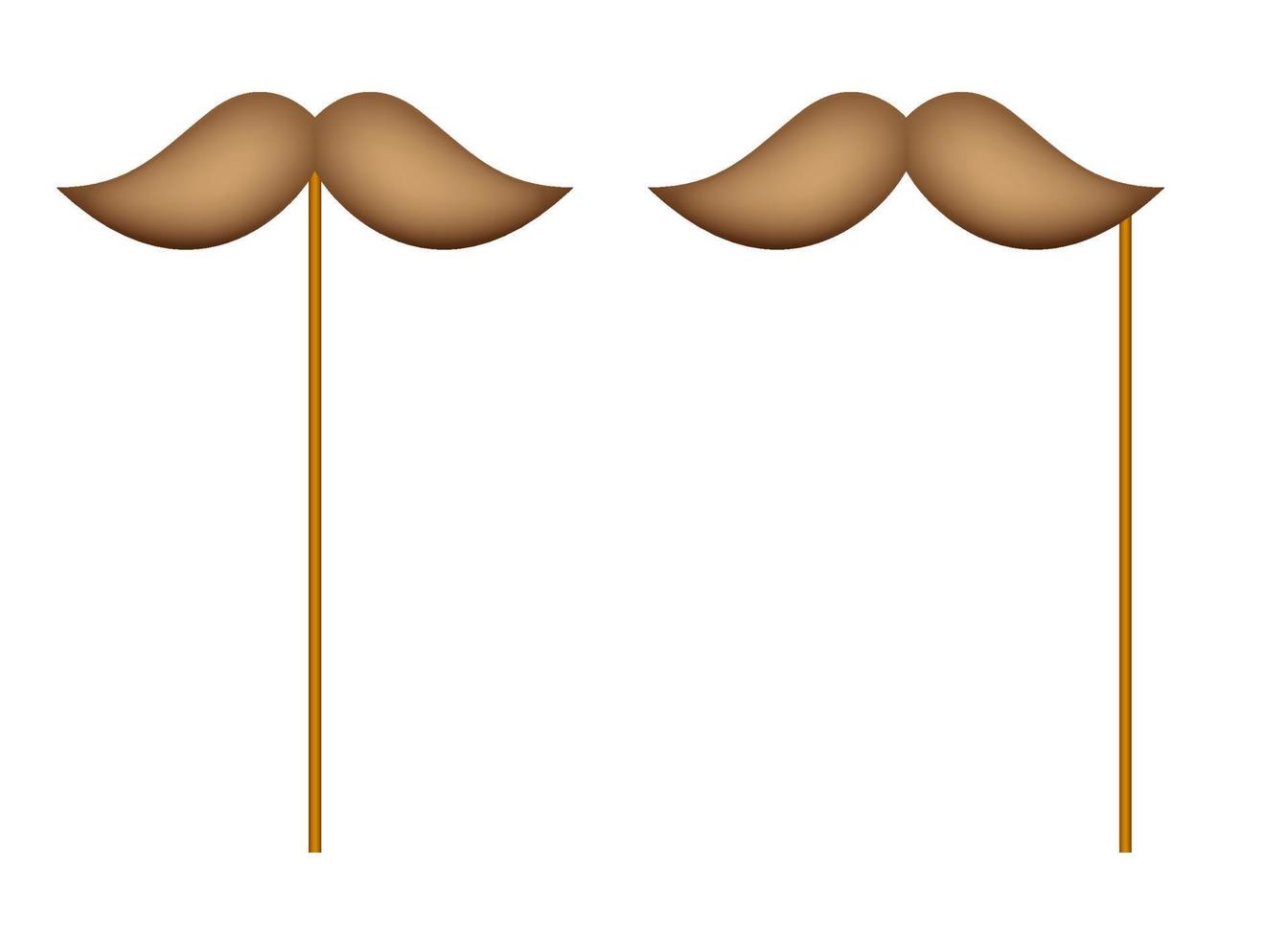 Mustache with wooden stick on white background vector