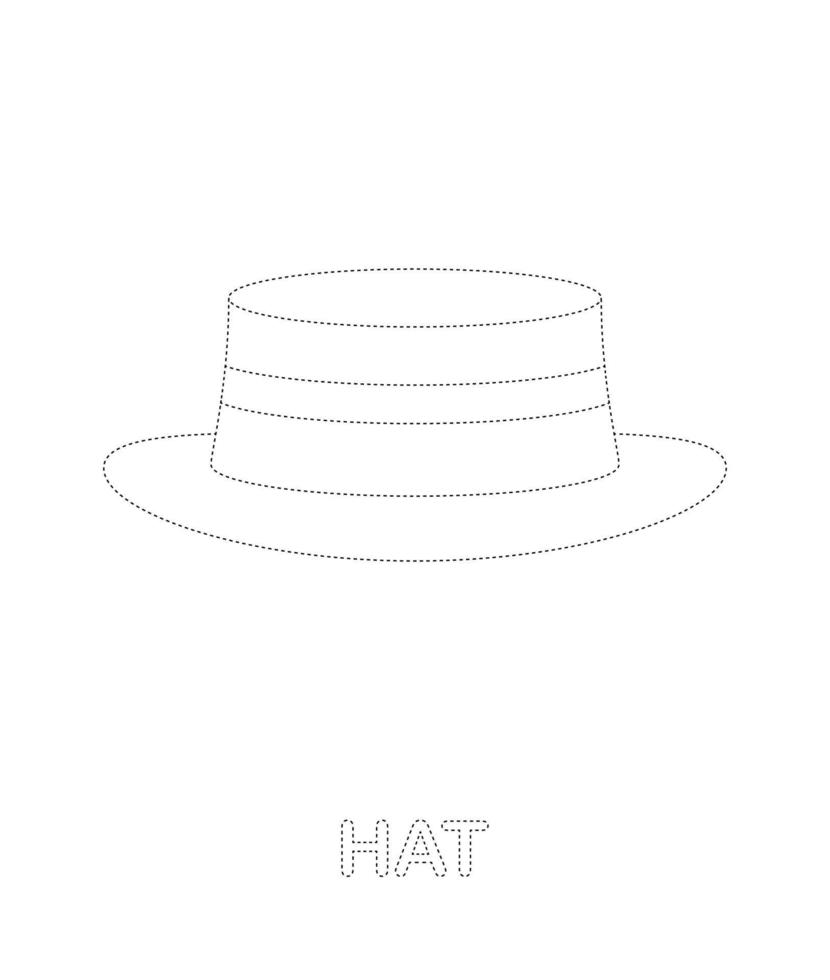 Hat tracing worksheet for kids vector