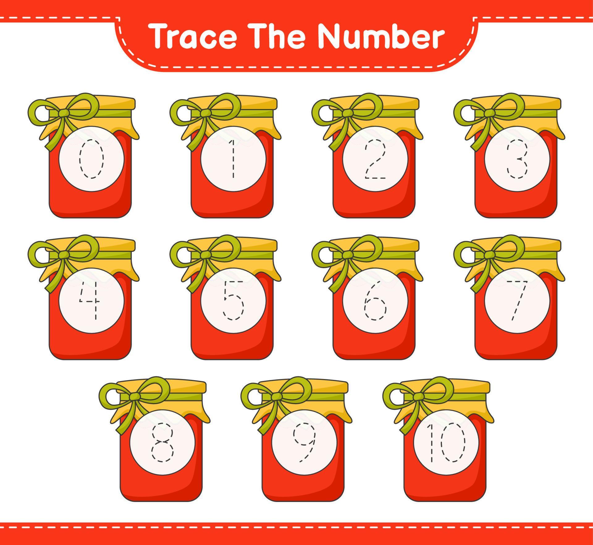 Trace the number. Tracing number with Jam. Educational children game